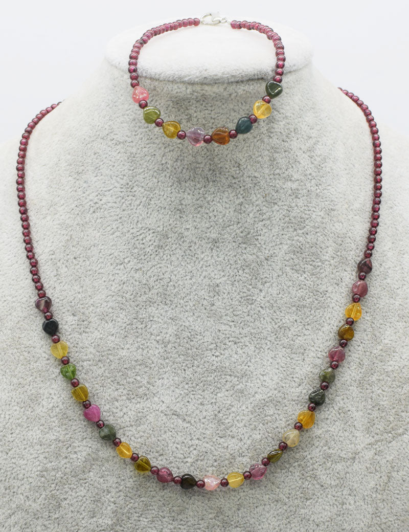 one set red garnet round and tourmaline heart multicolors 3mm 8mm 18inch necklace bracelet wholesale beads nature