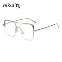 Load image into Gallery viewer, oversized alloy square clear lens men&#39;s glasses eyewear 2023 brand half frame women eyeglasses gold transparent shades