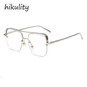oversized alloy square clear lens men's glasses eyewear 2023 brand half frame women eyeglasses gold transparent shades