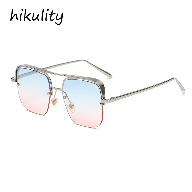 oversized alloy square clear lens men's glasses eyewear 2023 brand half frame women eyeglasses gold transparent shades