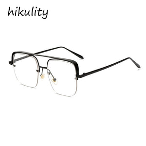 oversized alloy square clear lens men's glasses eyewear 2023 brand half frame women eyeglasses gold transparent shades