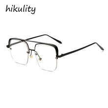 Load image into Gallery viewer, oversized alloy square clear lens men&#39;s glasses eyewear 2023 brand half frame women eyeglasses gold transparent shades