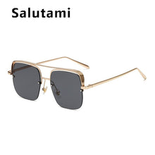 Load image into Gallery viewer, oversized alloy square clear lens men&#39;s glasses eyewear 2023 brand half frame women eyeglasses gold transparent shades