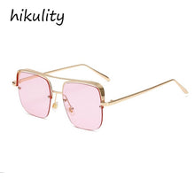 Load image into Gallery viewer, oversized alloy square clear lens men&#39;s glasses eyewear 2023 brand half frame women eyeglasses gold transparent shades