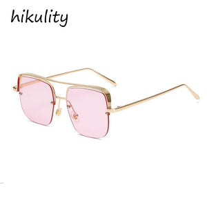 oversized alloy square clear lens men's glasses eyewear 2023 brand half frame women eyeglasses gold transparent shades