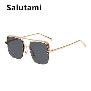 oversized alloy square clear lens men's glasses eyewear 2023 brand half frame women eyeglasses gold transparent shades