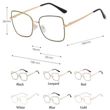 Carica l&#39;immagine nel visualizzatore di Gallery, oversized square glasses frame women fashion high quality clear lens New luxury brand Metal Frame Eyeglasses Frames For Women