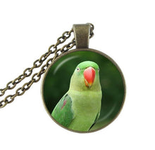 Carica l&#39;immagine nel visualizzatore di Gallery, parrot pendant necklace silver plated two parrots photo collar necklace animal jewelry glass dome choker jewellery HZ1