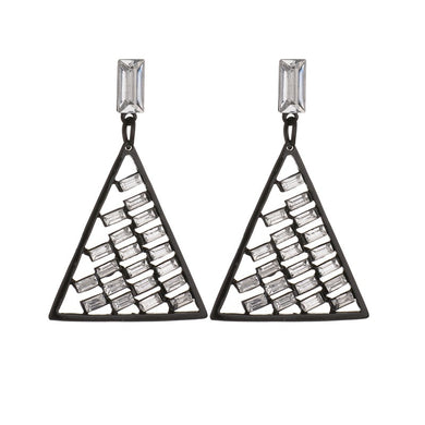 party nightclub big star style hyperbole fashion New black triangle bright shining crystal charm crystal Stud Earring Women