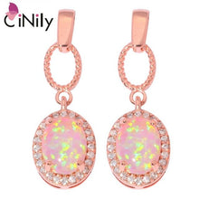 Load image into Gallery viewer, CiNily Created Pink Fire Opal Cubic Zirconia Rose Gold Color Wholesale for Women Fashion Jewelry Gift Stud Earrings 25mm OH4321