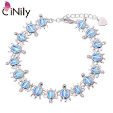 Load image into Gallery viewer, CiNily Created Blue Fire Opal Silver Plated Wholesale Lovely Cute Tortoise for Women Jewelry New Year Gift Bracelet 8 7/8" OS656