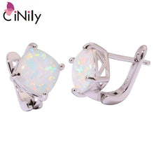 Load image into Gallery viewer, CiNily Created White Pink Fire Opal Silver Plated Wholesale Hot Sell Fashion for Women Jewelry Clip Earrings 15mm OH4270-71