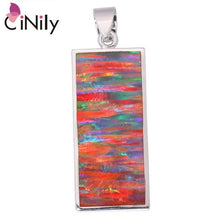 Load image into Gallery viewer, CiNily Created Blue Orange Fire Opal Silver Plated Wholesale Fashion Jewelry for Women Christmas Gift Pendant 1 3/8&quot; OD6708-09