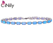 Load image into Gallery viewer, CiNily Created White Blue Pink Fire Opal Silver Plated Wholesale Hot Sell Jewelry for Women Chain Bracelet 8 1/4&quot; OD32 OS556-57