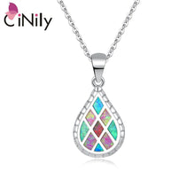 Load image into Gallery viewer, CiNily Created Multi-colors Fire Opal Silver Plated Wholesale Water-drop for Women Jewelry Pendant Without the Chain 32mm OD6943