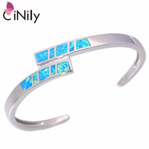CiNily Created Blue Orange  Fire Opal Silver Plated Wholesale Hot Sell Fashion Jewelry for Women Bangle Bracelet 7" OS448-49