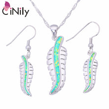 Load image into Gallery viewer, CiNily Created Green Blue White Fire Opal Silver Plated Wholesale for Women Jewelry Pendant Dangle Earrings Jewelry Set OT141-43
