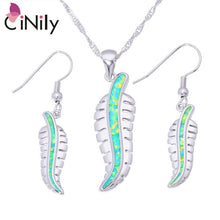 Load image into Gallery viewer, CiNily Created Green Blue White Fire Opal Silver Plated Wholesale for Women Jewelry Pendant Dangle Earrings Jewelry Set OT141-43