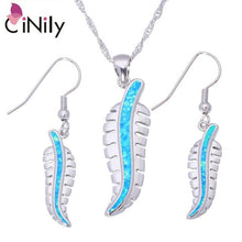 Load image into Gallery viewer, CiNily Created Green Blue White Fire Opal Silver Plated Wholesale for Women Jewelry Pendant Dangle Earrings Jewelry Set OT141-43