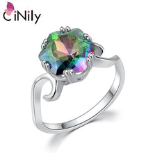 Load image into Gallery viewer, CiNily 100% Solid 925 Sterling Silver Created Mystic Stone Wholesale for Women Jewelry Engagement Wedding Ring Size 7-8 SR015
