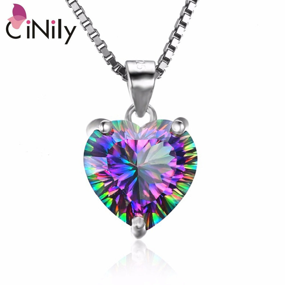 CiNily Created Mystic Stone Authentic. 925 Sterling Silver Wholesale Heart  for Women Jewelry Pendant Without the Chain SP018