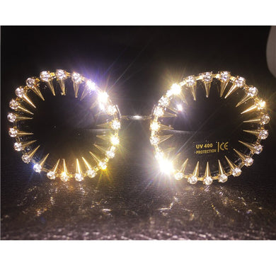 punk Diamond Sunglasses Women Decorated Bling Crystal Rhinestone Sun Glasses Women UV400 Eyewear Shades Vintage