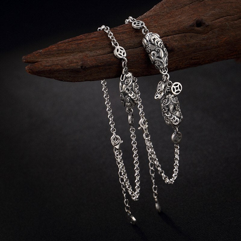 pure silver fortune restoring ancient ways the mythical wild animal character joker woman bracelet wholesale agents