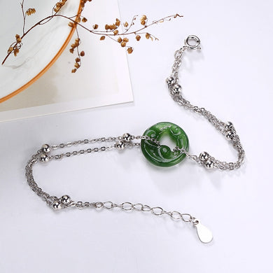pure silver inl hetian jade jade restoring ancient ways ms xiangyun peace buckle contracted silver bracelet wholesale