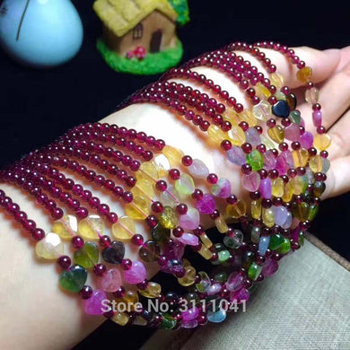 red garnet round and tourmaline heart multicolors 3mm 8mm 18inch necklace wholesale beads nature gemstone