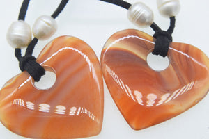 red veins agate heart 18inch pendant 45*40mm pearl necklace wholesale beads nature