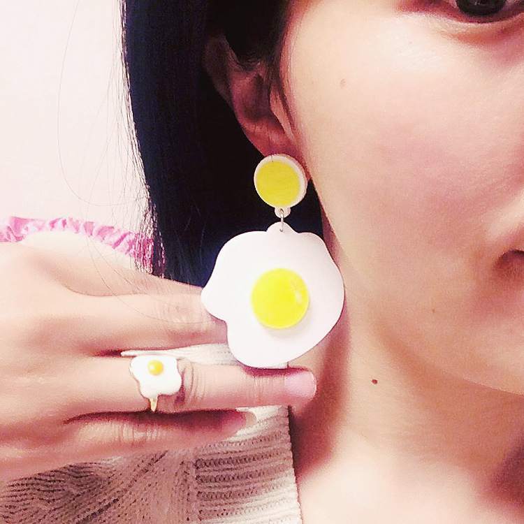 red with strong personality temperament geometric yolk stud earrings earring orecchini kolczyki boucle d'oreille ohrringe joyas