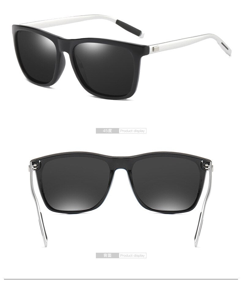 reggaeon  square polarized sunglasses  men's UV400 aluminum legs painted lenses night vision women sun glasses black