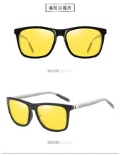 Load image into Gallery viewer, reggaeon  square polarized sunglasses  men&#39;s UV400 aluminum legs painted lenses night vision women sun glasses black