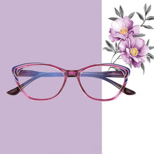 Load image into Gallery viewer, seemfly Anti-blue Ray Purple Reading Glasses Women Retro Cat Eye Glasses Frame Presbyopia Clear Lens Diopter +100 +150 +200 +250