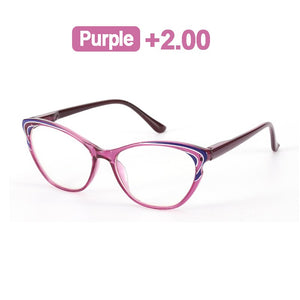 seemfly Anti-blue Ray Purple Reading Glasses Women Retro Cat Eye Glasses Frame Presbyopia Clear Lens Diopter +100 +150 +200 +250