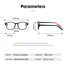 Load image into Gallery viewer, seemfly Children Silicone Glasses Retro Small Round Frame Kids Ultralight TR90 Spectacles Frame Protection Optical Lens Eyewear