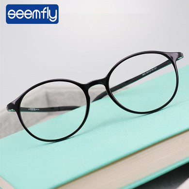 seemfly Diopter +1.0 1.5 2.0 2.5 3.0 3.5 Men Reading Glasses TR90 Vintage Round Frame Reading Eyeglasses Women Presbyopia Goggle