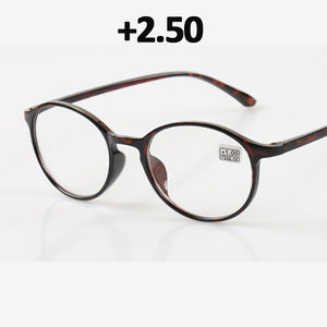 seemfly Diopter +1.0 1.5 2.0 2.5 3.0 3.5 Men Reading Glasses TR90 Vintage Round Frame Reading Eyeglasses Women Presbyopia Goggle