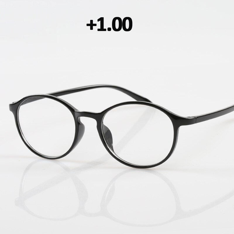 seemfly Diopter +1.0 1.5 2.0 2.5 3.0 3.5 Men Reading Glasses TR90 Vintage Round Frame Reading Eyeglasses Women Presbyopia Goggle