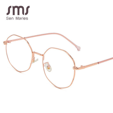 sen maries Optical Transparent Glasses Women Myopia Eyeglasses Frames Metal Spectacles  Gold Clear Lenses Women's Glasses