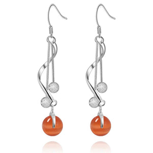 shiny beads orange bead silver plated Earrings for women fashion jewelry Earring /OIVQBRTV SDRNYAHL