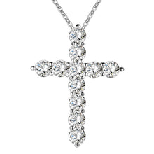 Carica l&#39;immagine nel visualizzatore di Gallery, collana color argento gioielli donna moda matrimonio Croce cristallo CZ Collana pendente in pietra zircone regalo di Natale n296 