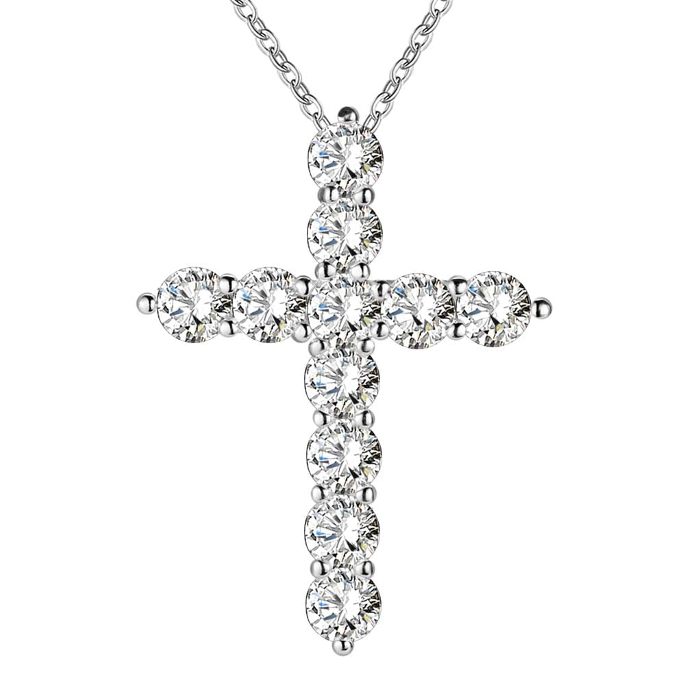 collana color argento gioielli donna moda matrimonio Croce cristallo CZ Collana pendente in pietra zircone regalo di Natale n296 