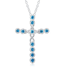 Carica l&#39;immagine nel visualizzatore di Gallery, collana color argento gioielli donna moda matrimonio Croce cristallo CZ Collana pendente in pietra zircone regalo di Natale n296 