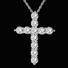 Carica l&#39;immagine nel visualizzatore di Gallery, collana color argento gioielli donna moda matrimonio Croce cristallo CZ Collana pendente in pietra zircone regalo di Natale n296 