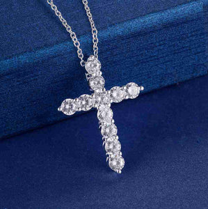 collana color argento gioielli donna moda matrimonio Croce cristallo CZ Collana pendente in pietra zircone regalo di Natale n296 
