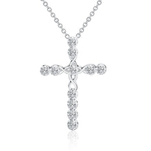 Carica l&#39;immagine nel visualizzatore di Gallery, collana color argento gioielli donna moda matrimonio Croce cristallo CZ Collana pendente in pietra zircone regalo di Natale n296 