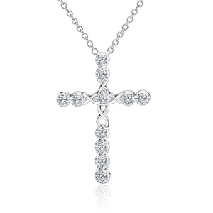 collana color argento gioielli donna moda matrimonio Croce cristallo CZ Collana pendente in pietra zircone regalo di Natale n296 