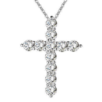 silver plated necklace jewelry women wedding fashion Cross CZ crystal Zircon stone pendant necklace Christmas gift n296