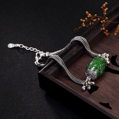 silver restoring ancient ways ms natural hetian jade jade inl transport bead wholesale high-grade silver bracelet